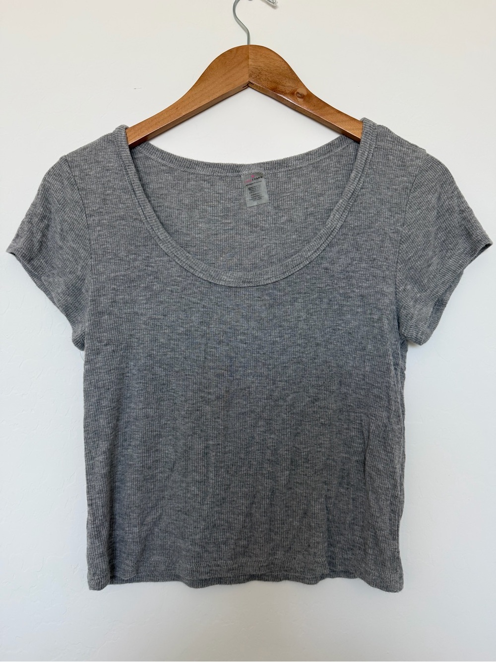 Love Charm Classic Scoop Neck Gray Women's Top